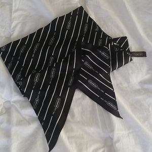Coach Black with White Logo Silk Scarf